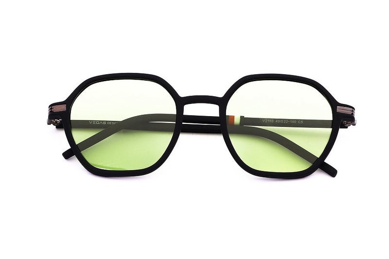 VEGAS Full Rim Hexagon Unisex Light Green  Sunglasses V2103 C5 - Image 2